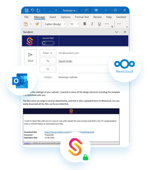 Intégration de Nextcloud Sendent à Outlook