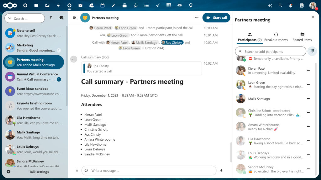 Nextcloud Talk online video conferencing software: Support for large group conferencing
