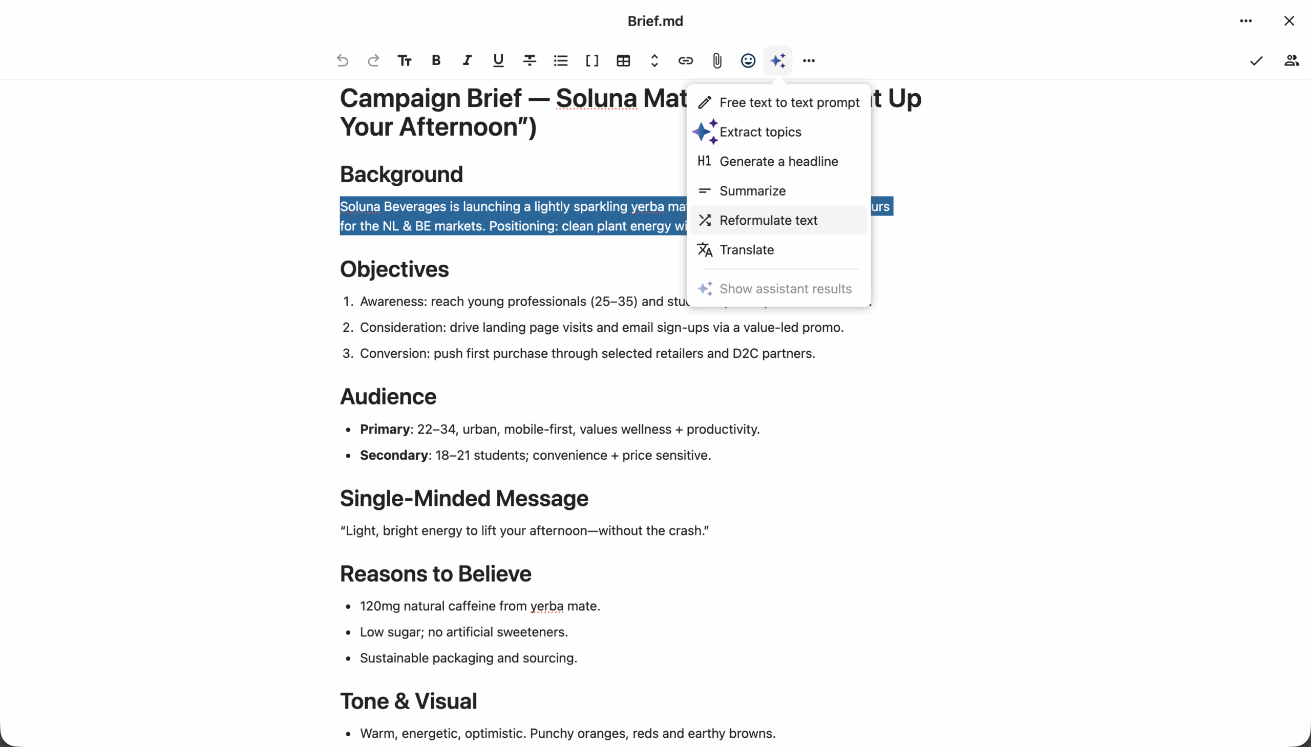 Nextcloud Assistant in Nextcloud Text