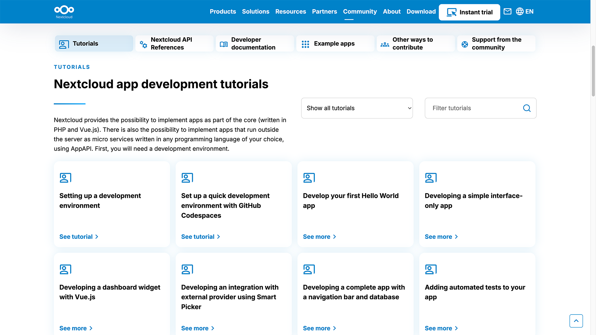 Centro de desarrolladores de Nextcloud