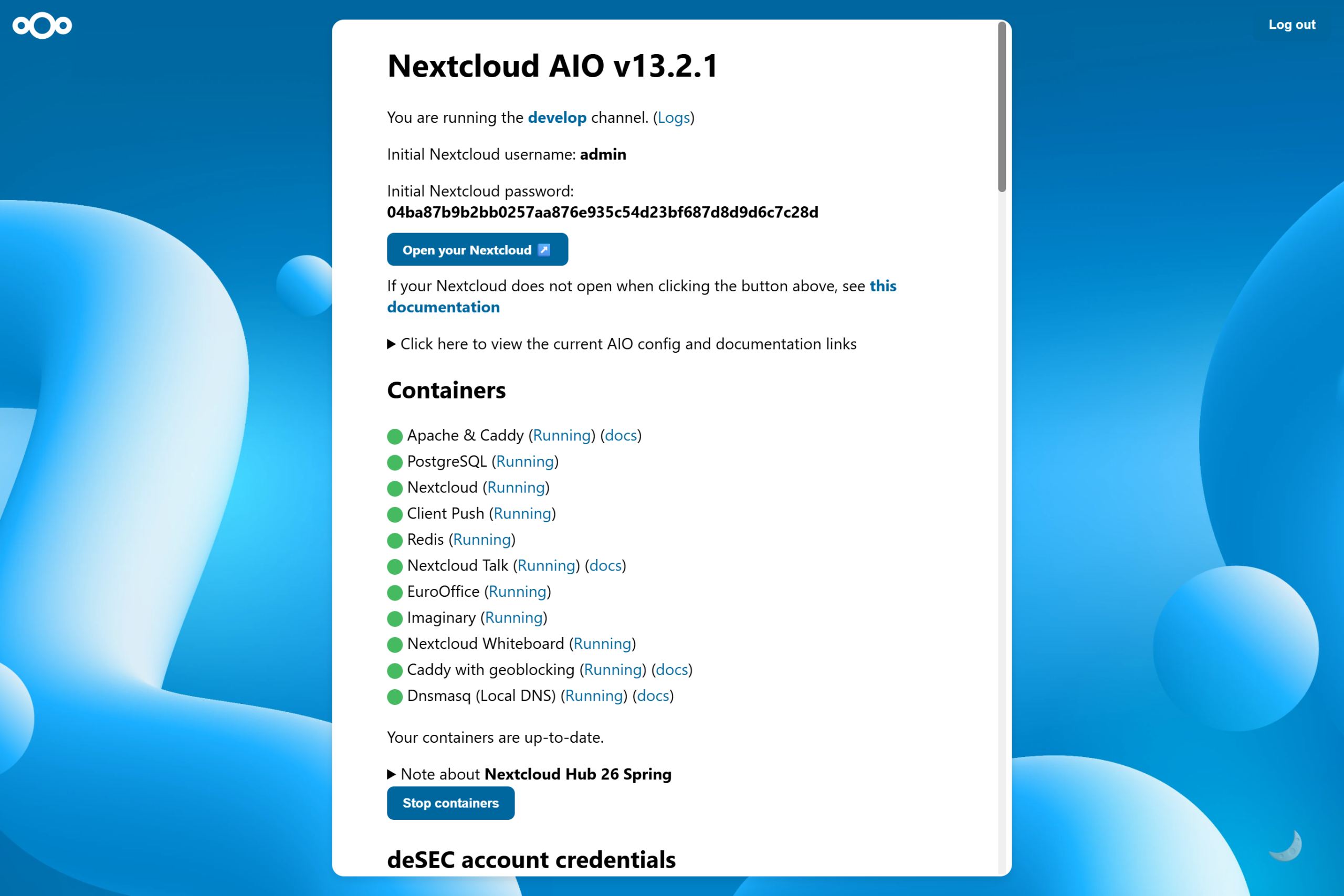 Nextcloud AIO automatically downloading and starting all containers