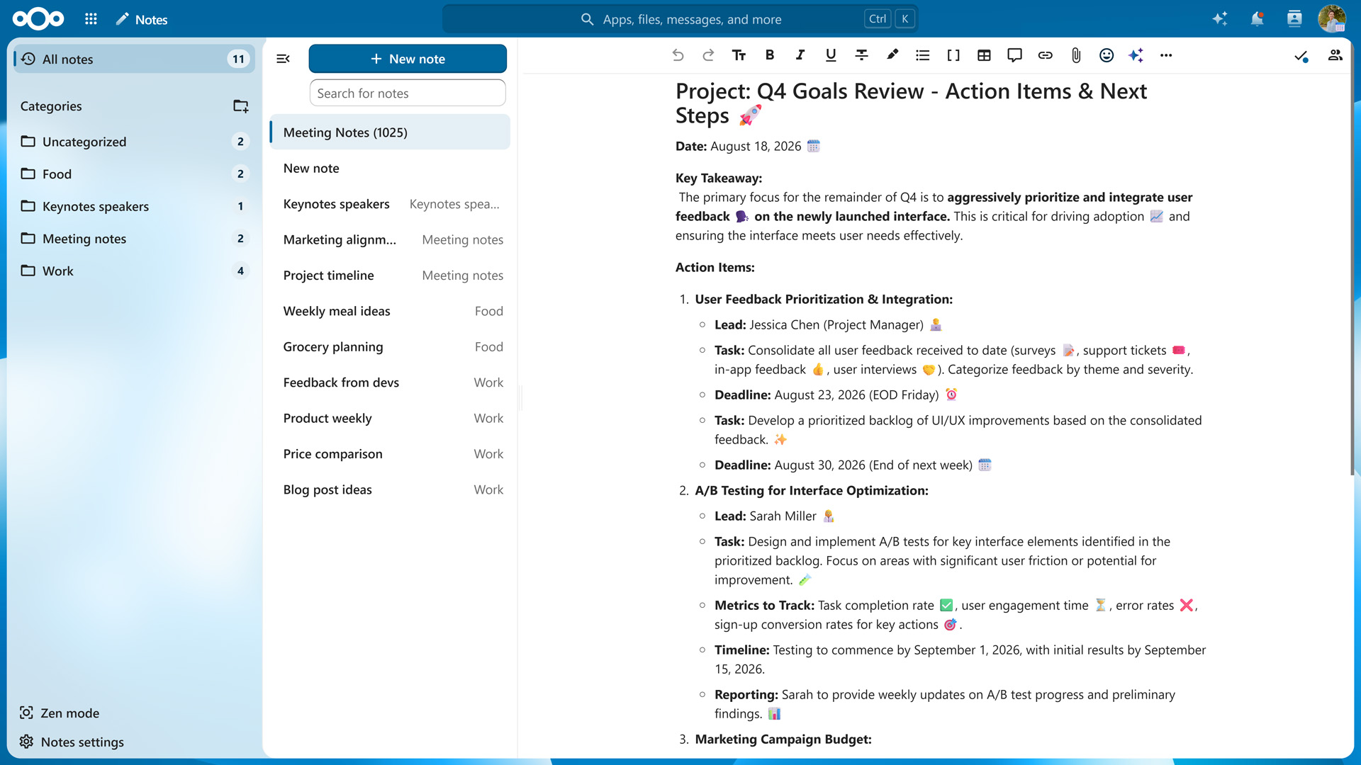 Nextcloud Notes - Hub 26 Summer