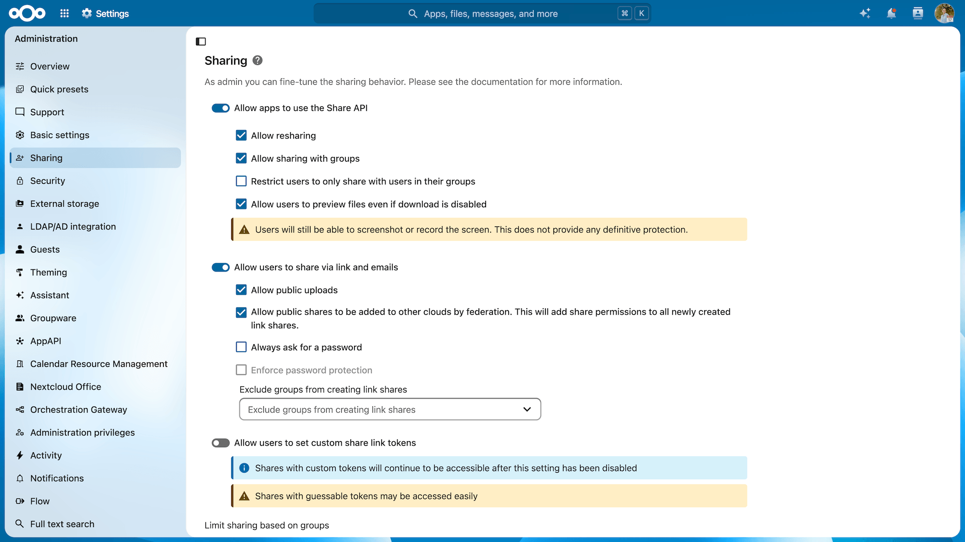 Nextcloud Settings Sharing Permissions – Hub26 Summer Nextcloud Settings Sharing Permissions – Hub26 Summer